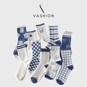 Kaos Kaki Panjang Motif Garis Putih Biru Lucu Kaus Kaki Atas Mata Kaki Bahan Nyaman - KK574 Kaos Kaki Panjang Motif Garis Putih Biru Lucu Kaus Kaki Atas Mata Kaki Bahan Nyaman - KK574