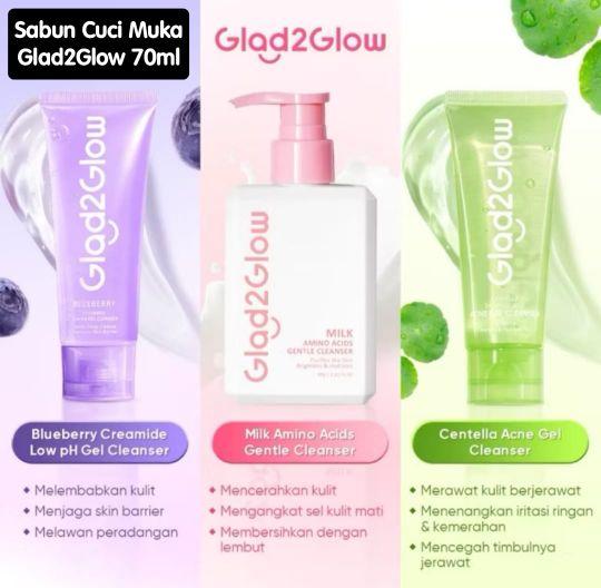 Product Introduction of Glad2Glow Blueberry Ungu Gel Cleanser Sabun Cuci Muka Face Wash Pembersih Wajah 1 x 70ml ( Expired 2026 ) 2