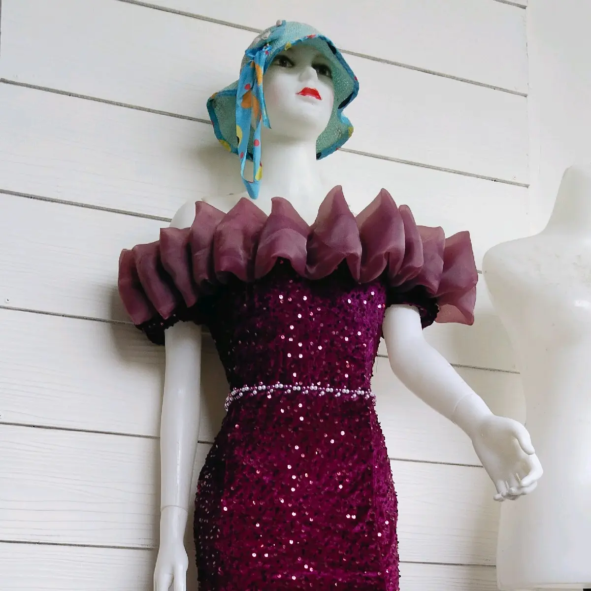 Gaun bludru full payet, melar, full payet depan belakang, dres hitzz, dres singer