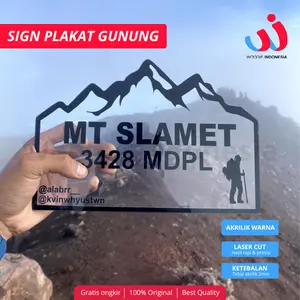 Plakat Akrilik Gunung Custom Plakat Gunung untuk Hiking/Plakat Tulisan Gunung Papan
