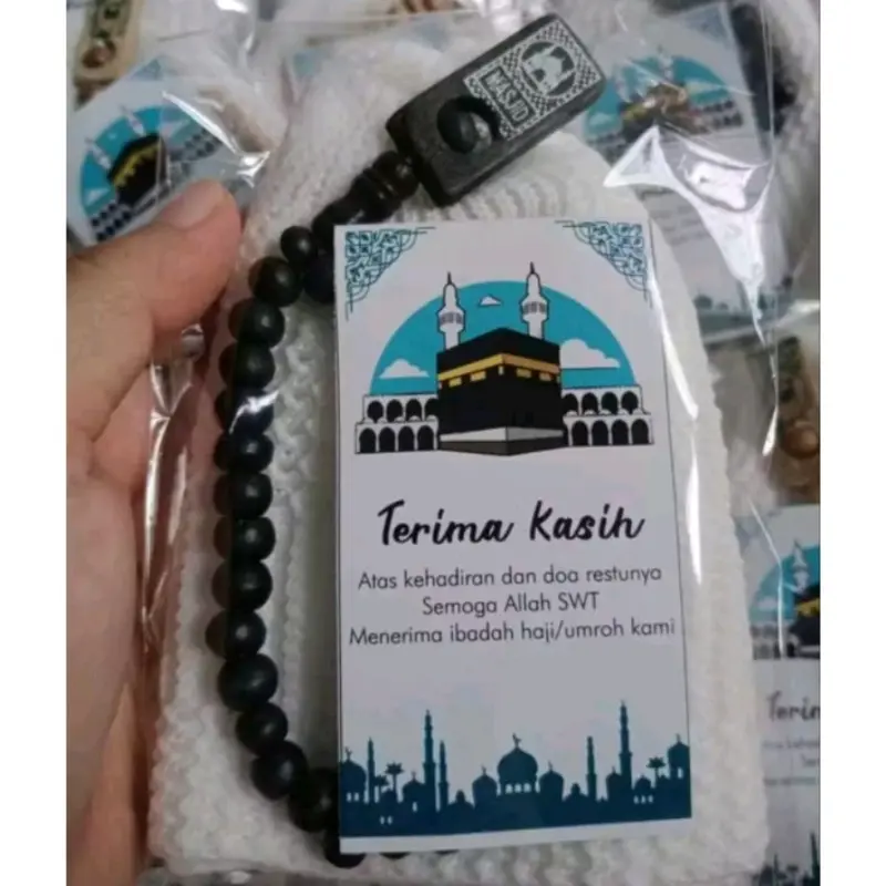 peci rajut dan tasbih hampers paket hadiah acara tahlilan haul kematian / souvenir oleh oleh 0