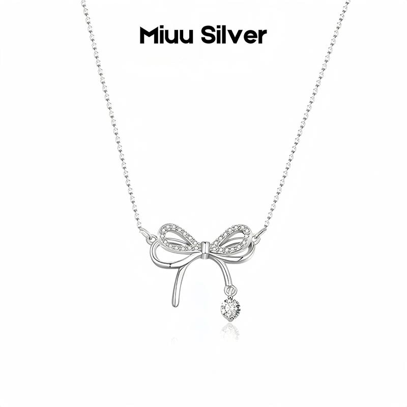 Dây chuyền nữ Miuu Silver vòng cổ bạc đính hình nơ nữ tính Amelia Ribbon