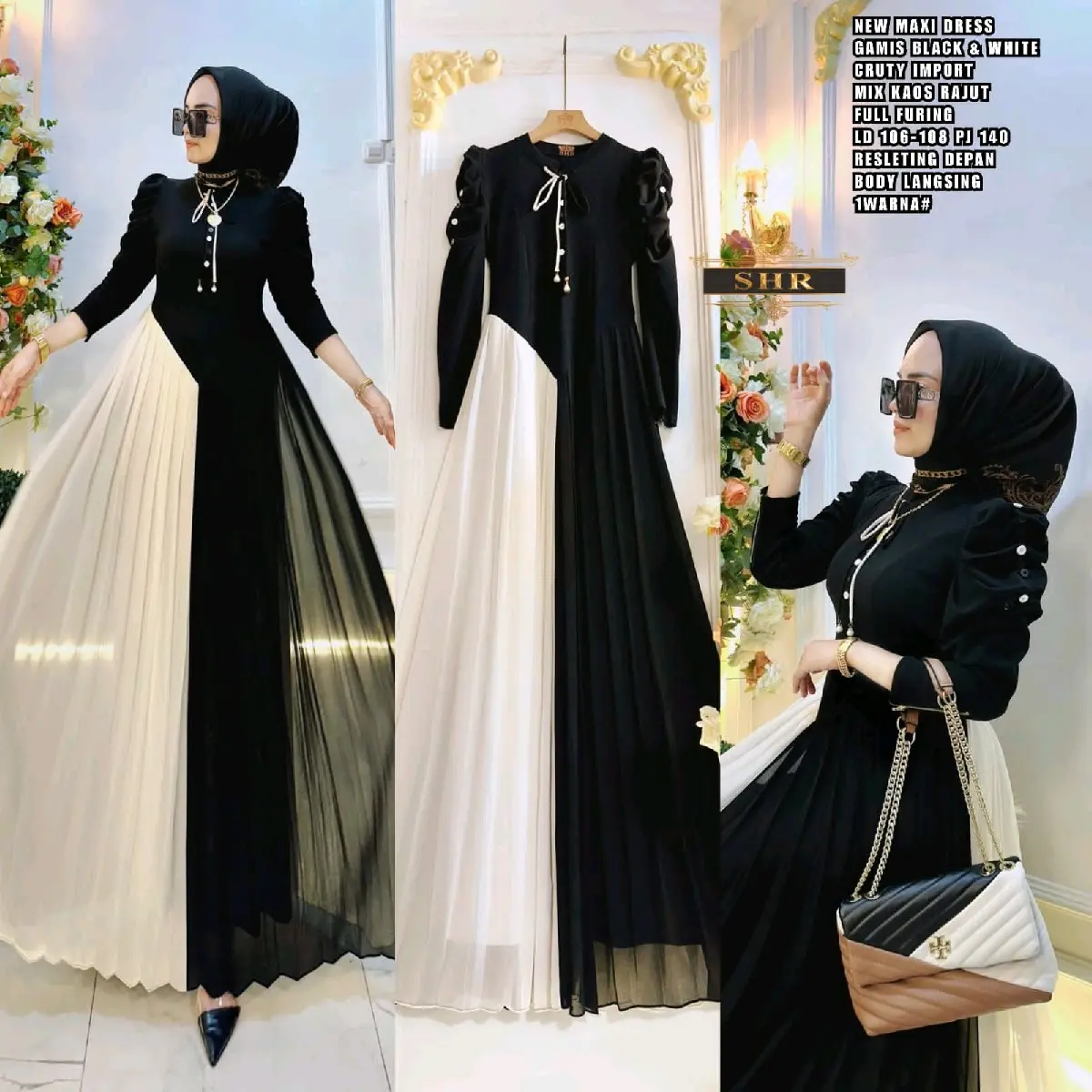 Gamis langsing rajut mix ceruty premium by SHR
