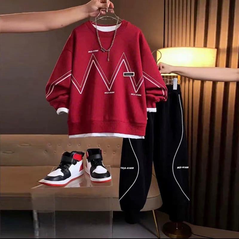  Sét bộ quần áo thu đông dành cho bé trai 14-45kg Mẫu chữ B hoa. Kiểu dáng cool ngầu chất liệu ấm áp. HO9 