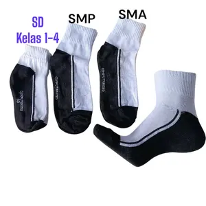 12 pasang kaus kaki pendek anak sekolah SD, SMP, dan SMA hitam putih, katun spandek tebal dan lembut, nyaman dipakai Fashion Kaos