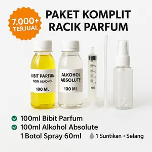 Paket Komplit Bibit Parfum 100ml + Alkohol + Spray – Siap Racik!