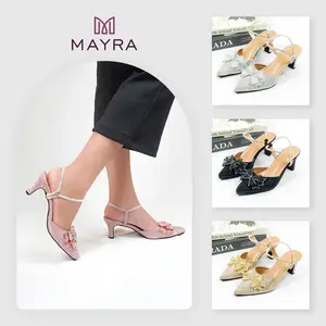 Mayra - Humaira sepatu  pesta wanita 5cm pita kupu kupu sandal Shoes Sendal