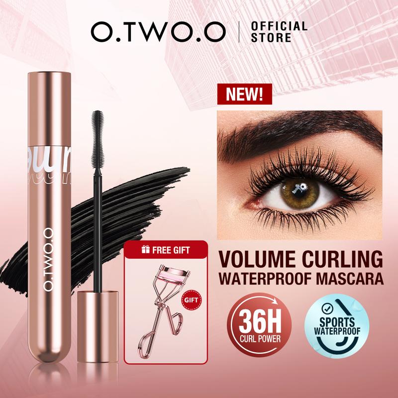 【 N  【Dụng cụ uốn mi miễn phí*1 O.TWO.O Mascara chống thấm nước và lâu trôi Làm cong mi dài 36H và chống lem dễ dàng trang điểm mắt