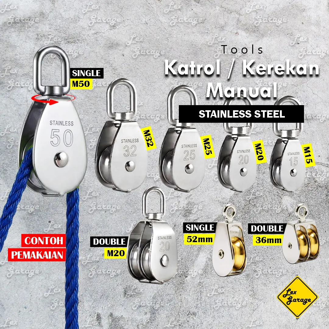 Katrol Kerekan Mini Kecil Manual Burung Single Double Stainless