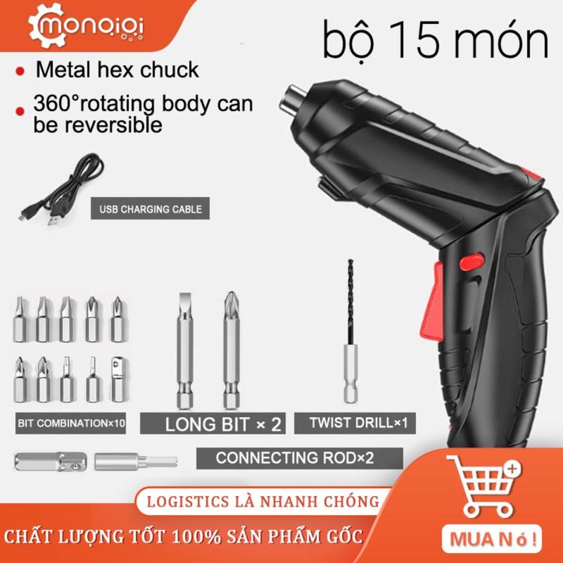 Bộ 15 món Máy Khoan Điện Không Dây Tuốc Nơ Vít Điện Không Dây 1800MAH Điện Cầm Tay, Xoay 90 ° máy khoan điện mini