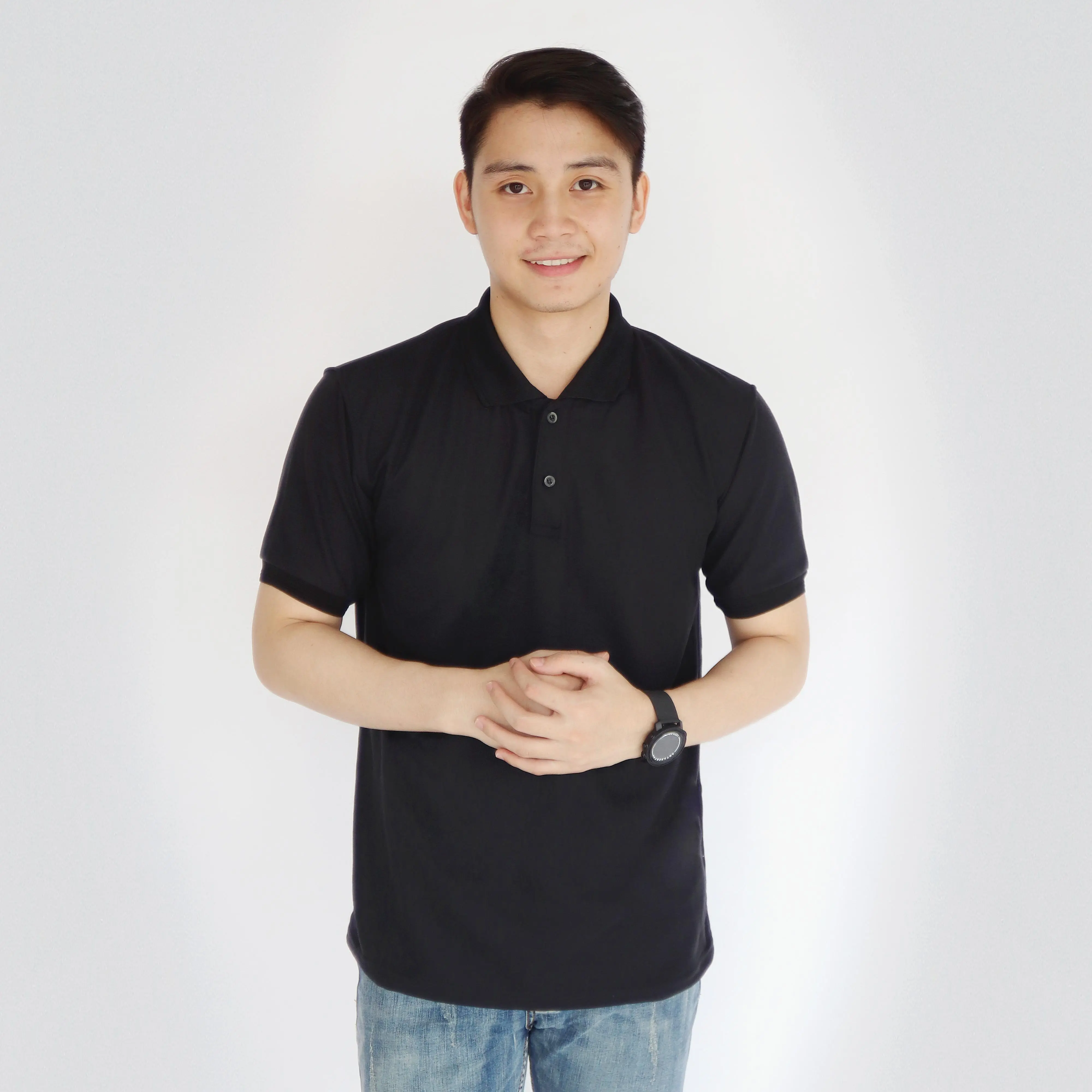 liso wear - Kaos Kerah Pria Polo Shirt Polos Seragam - Kerah Polos Pendek Baju Dewasa Kaos Polos Lengan Hitam Distro