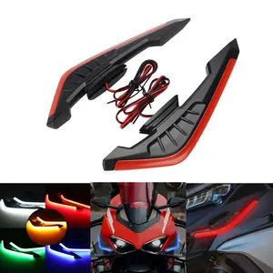 2 Buah Lampu hias LED sepeda motor Stiker Sepeda Motor, Motor Winglet Aerodinamis Spoiler Sayap Sisi Spoiler Stiker Sayap Dinamis untuk Sepeda Motor Skuter mobil