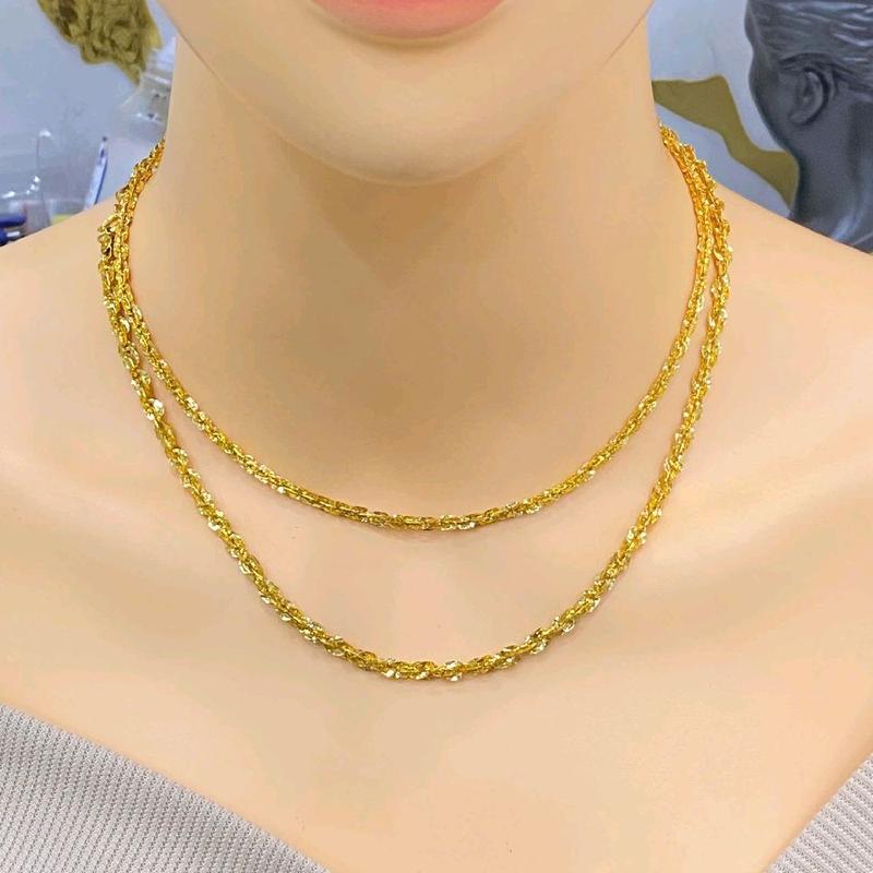 dây chuyền xoắn Lá - Xoắn vuông 1 chỉ 5 kèm mặt (Đồg vàng)