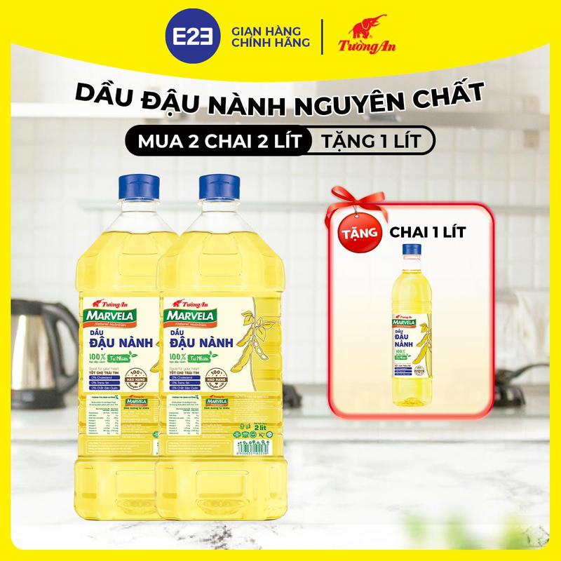 TA. Dầu Đậu Nành Marvela chai 2L x 2 chai TẶNG chai Dầu Đậu Nành 1L - Dùng Cho Cả Gia Đình | E2E Thực Phẩm Đồ Uống | Kido Group | Tường An