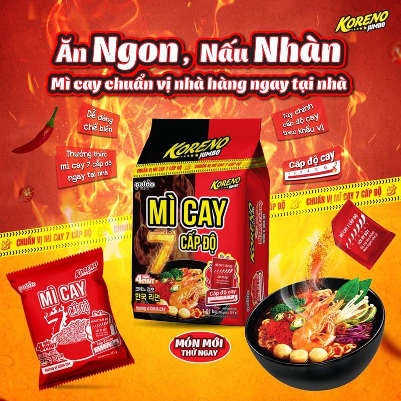  MÌ CAY KORENO JUMBO BỊCH 10 GÓI SỢI TO DAI NGON 