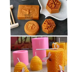 Cetakan Silikon Lilin Sabun Bee Beehive Honeycomb Bulat Octagon Rectangle Shaped 3D Candle Mold