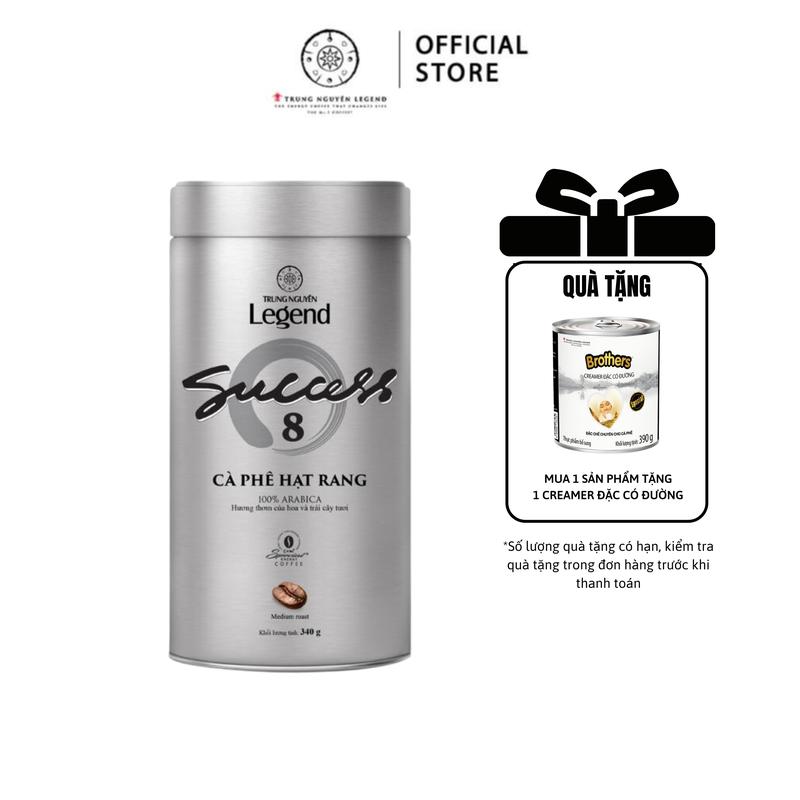Trung Nguyên Legend Coffee, Cà Phê Hạt Mộc Legend Success 8 - Lon thiếc 340gr Cafe arabica