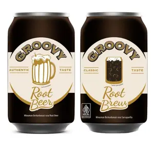 Groovy Root Brew / Root Beer Can 330ml , 1 dus isi 24 kaleng / Minuman Berkarbonasi