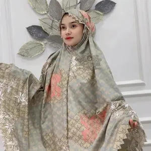 Alfarizimukena | Mukena Treveling Katun Motif Printing 2in1 Resleting Dagu Angell Series Atasan Bawahan Panjang Lembut Free Tas Mini Pouch Muslim Wanita Cantik Nyaman