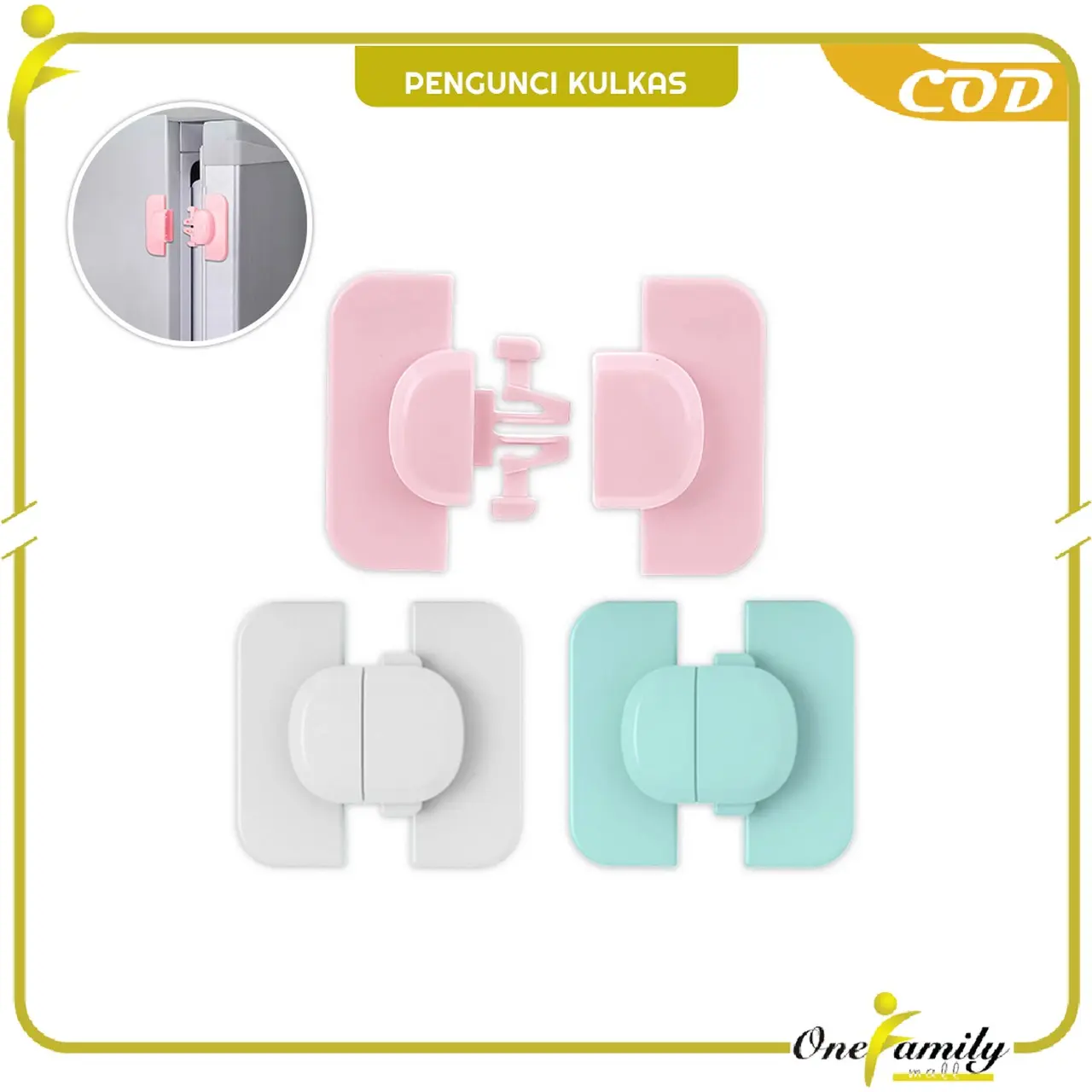[COD] OFM C1258 Kunci Pengaman Kulkas Safety Lock Tambahan Lemari Kabinet