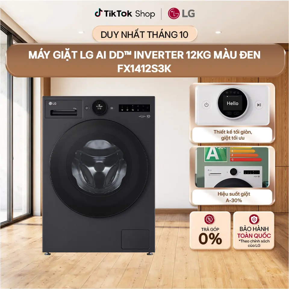 Máy giặt LG AI DD Inverter 12kg màu đen FX1412S3