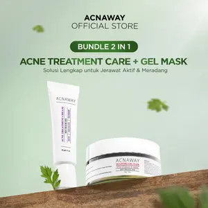 ACNAWAY Bundle 2 in 1 Mugwort Gel Mask + Acne Treatment Cream – Perawatan Wajah & Muka Berjerawat | Acne Facial Treatment untuk Kulit Sensitif & Meradang