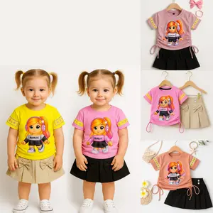 Set Kaos Roblok Anak Perempuan - Rok Pita Rempel -Setelan Cewek Lucu , Cocok Untuk Hangout , Foto OOTD & Oufit Main Premium