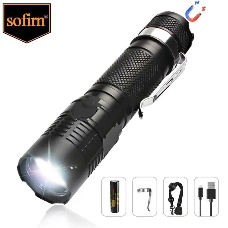 Đèn pin Có Thể Thu Phóng, Sofirn S11C, 1000lm LH351D đèn pin LED, Cầm Tay, USB C Có Thể Sạc Lại, 18650 và 2200mAh, Đèn lồng EDC, với chỉ báo nguồn 0