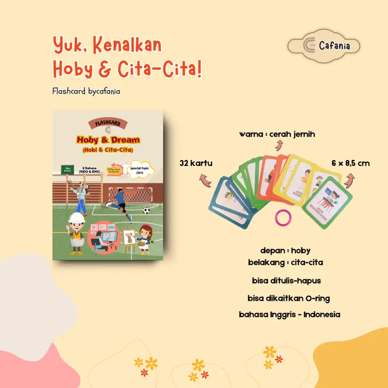 Mainan Flash card edukasi anak PAUD TK SD Flashcard Kartu Premium wipe clean dengan O ring Tebal Tidak Mudah Rusak | Kartu Belajar Bermain Toys cocok jadi kado by cafania 2