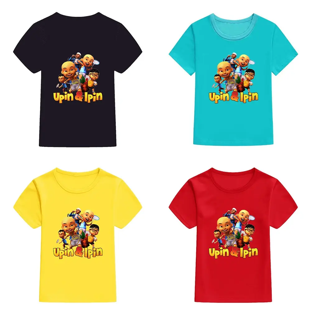Upin And IPIN Design Children's T-Shirt Tshirt Casual Short Sleeve Loose Unisex Teenagers Tee Top