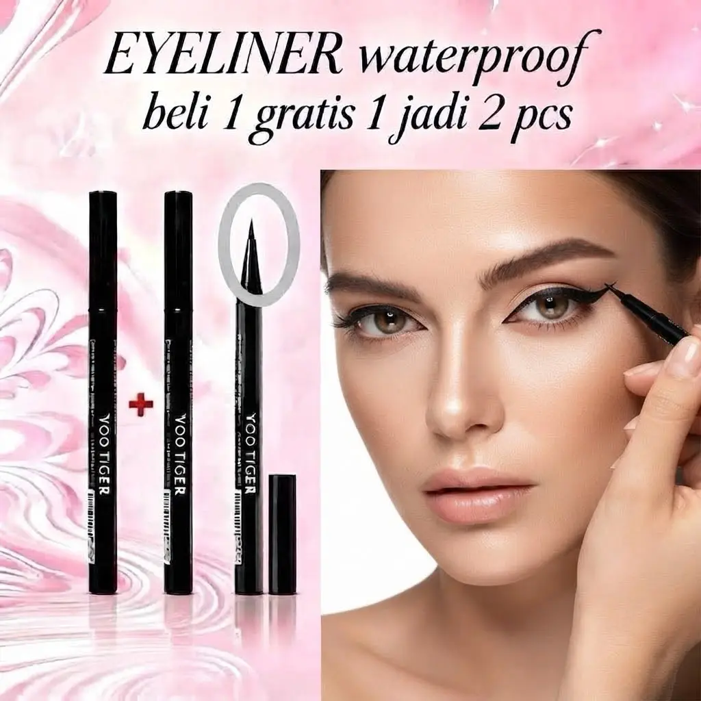 EYELINER  BELI 1 GRATIS 1 = 2PCS HITAM PEKAT  WATERPROF Waterproof Pensil
