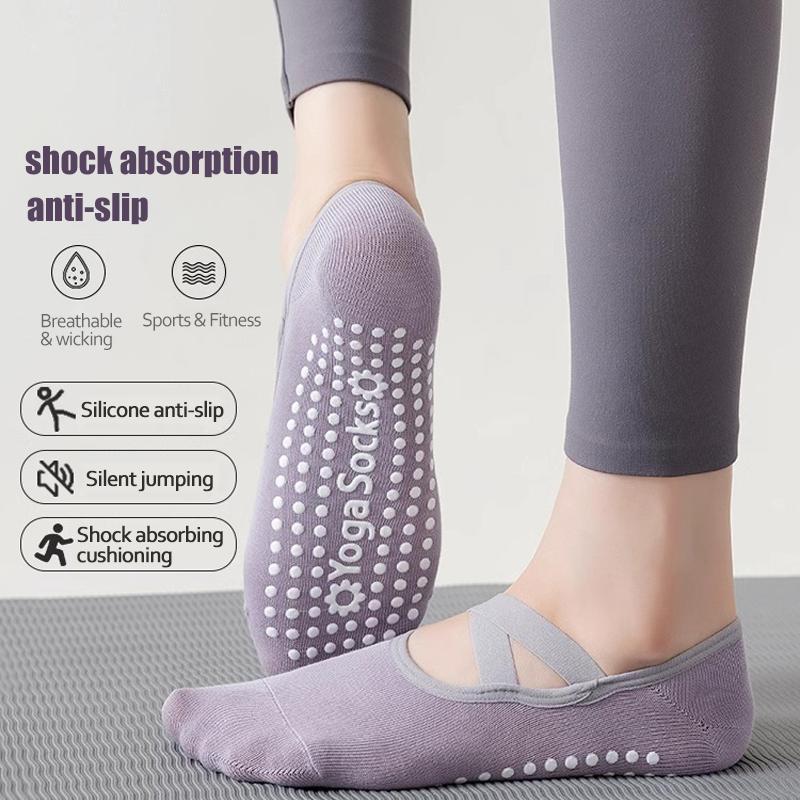 CHUNFO Womens Thigh High Knee Grip Socks Pilates Yoga Non Slip - View #9