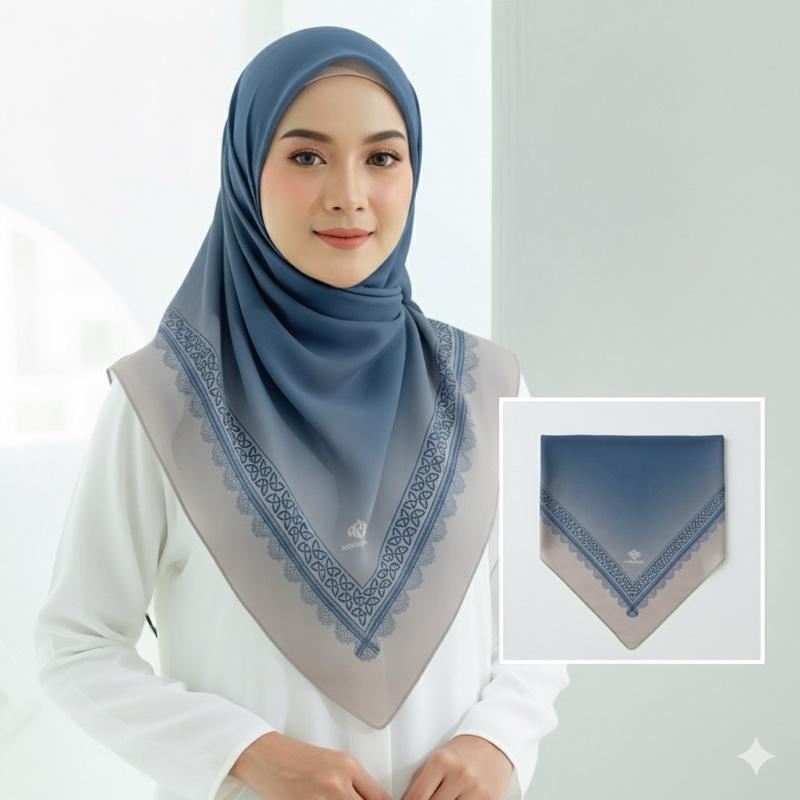 Hijab Segi empat Voal motif Kerudung voal motif segi empat Muslim Square