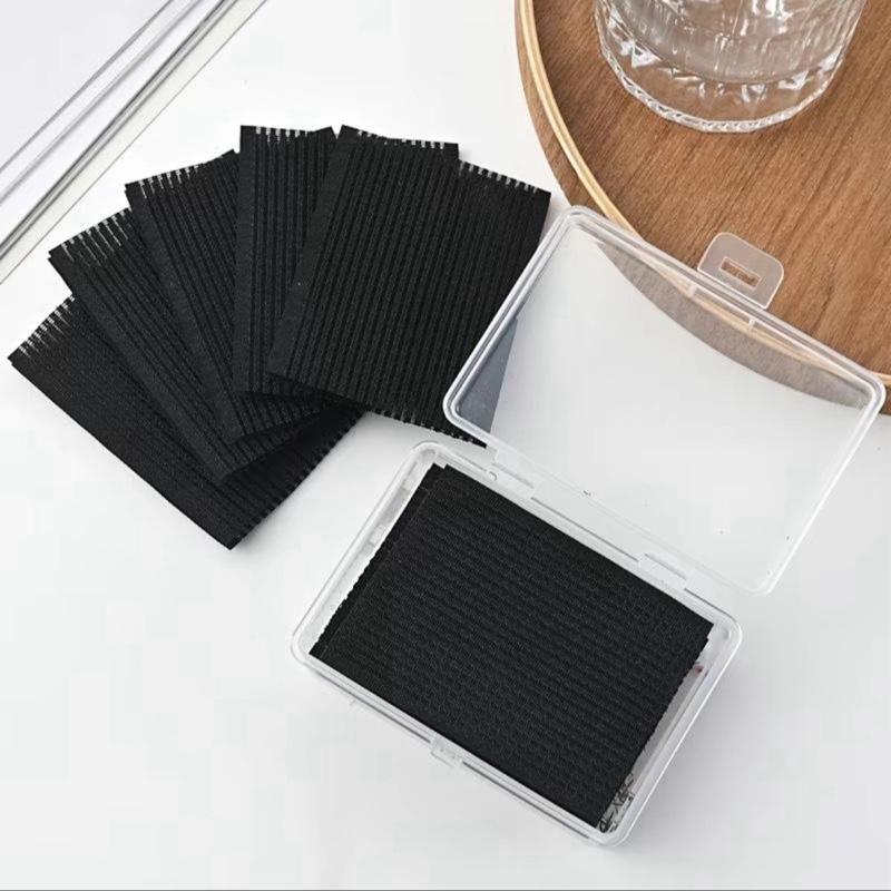 Hộp 10 miếng dán tóc màu ĐEN dán mái tự dính giúp cố đinh tóc size 6x6cm