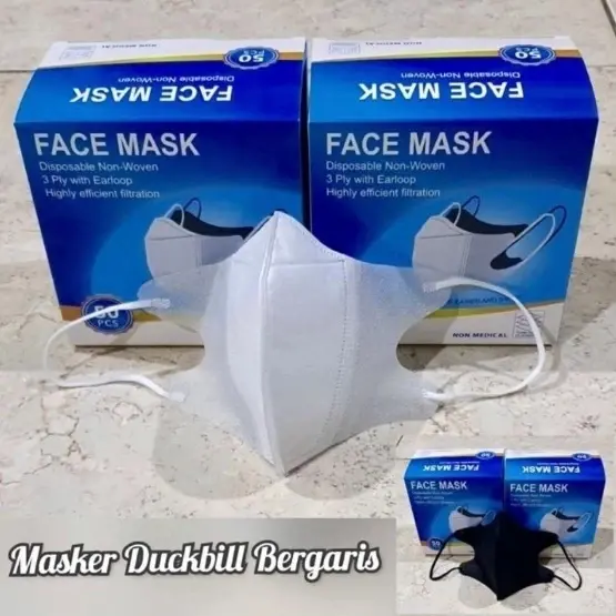 PGS | PAKET 3 BOX | Masker Duckbill FACE MASK 50 Pcs  Warna Hitam dan Putih dengan Box 1