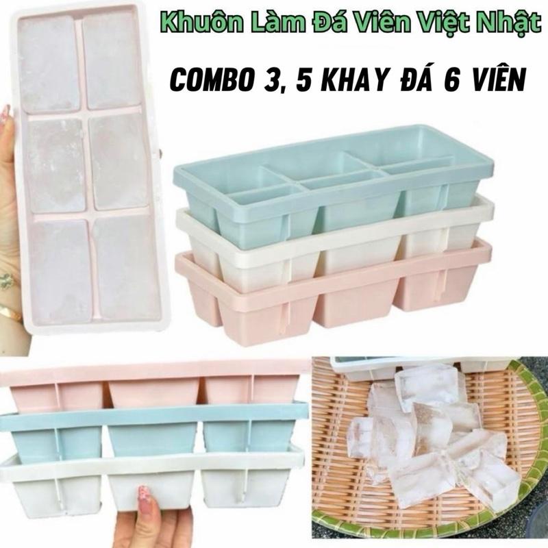  Combo 3 5 Khay làm đá 6 viên loại to nhựa Việt Nhật cao cấp khay đá nhựa dẻo bền đẹp 