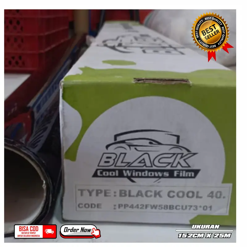 Stiker Kaca Film Mobil Hitam 40% 60% 80% 1Rollan ( Lebar 152 Cm x Panjang 25 Meter ) 1