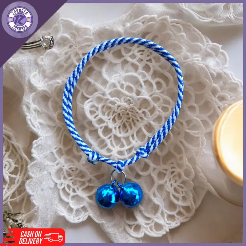 Grosir kalung kucing anti kutu dan jamur bahan prusik halus ringan di pakai bell nyaring 2 lonceng cocok untuk kitten dan junior 6