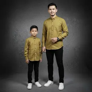 Kemeja Polos Couple Ayah Dan Anak Bahan Katun premium Warna Olive ( Harga Satuan ) Baju Kelurga