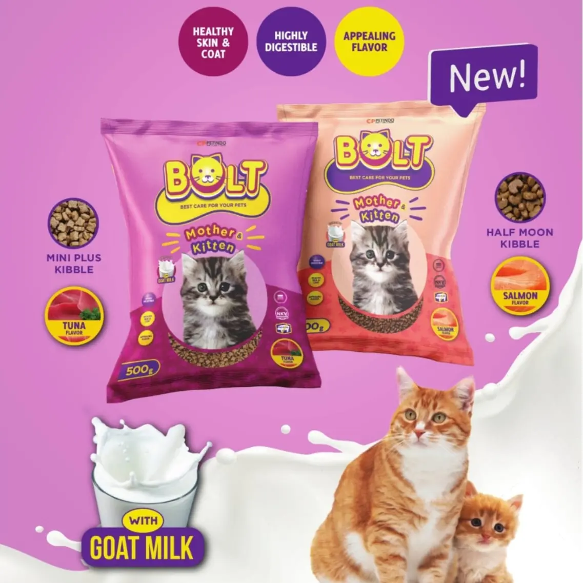 BOLT CAT MOTHER KITTEN Makanan Kucing Bolt 500gr / Bolt Tuna / Bolt Salmon / Cat Food