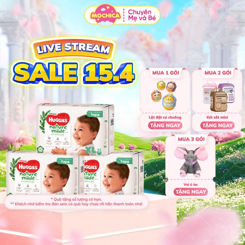 [COMBO 3 TẶNG VOI Ú ÒA] Tã Dán/Quần Huggies Platinum Nature Made Size NB60/S82/M64/L54/XL44 - M58/L44/XL38/XXL26 miếng