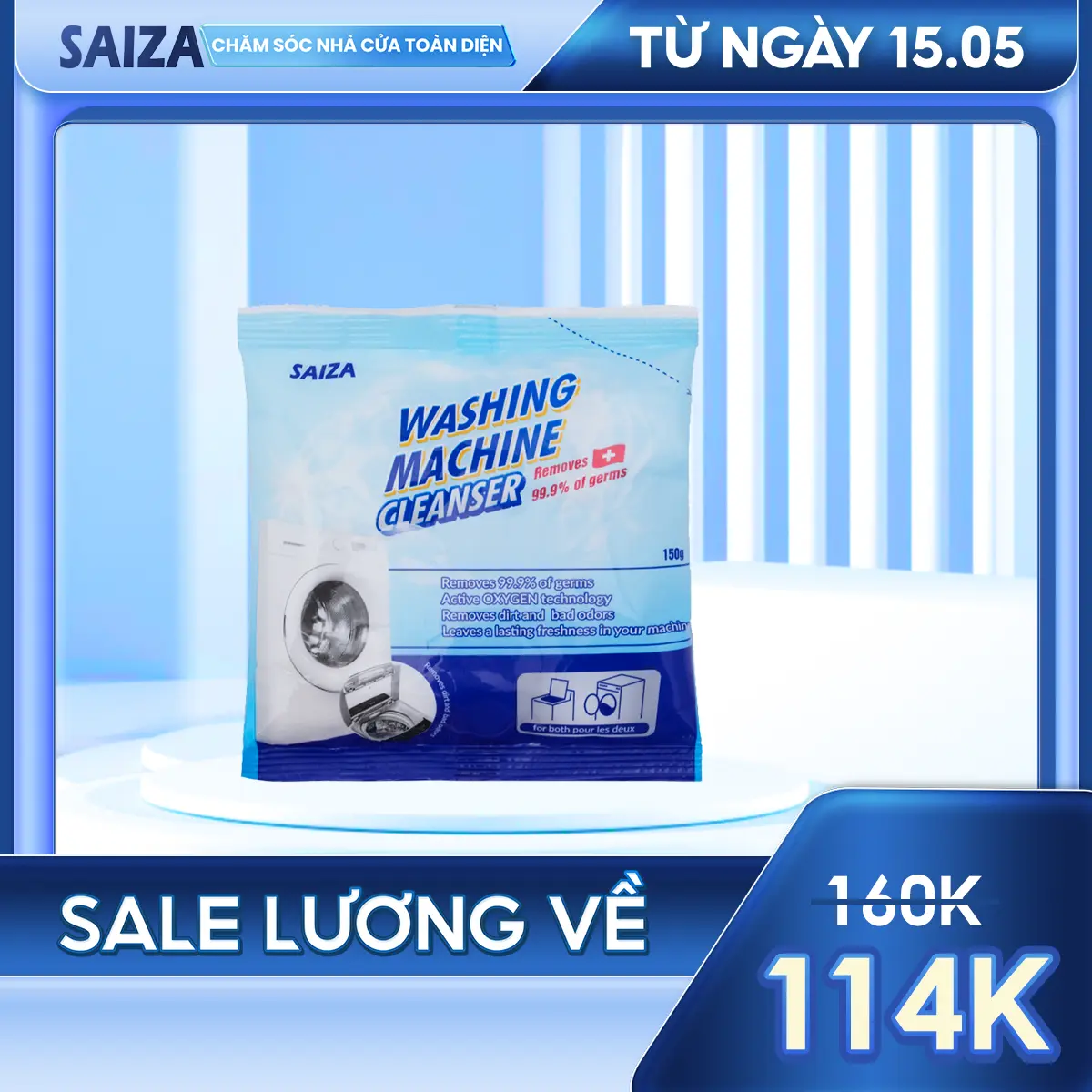 Bột Vệ Sinh Lồng Máy Giặt SAIZA 150g/gói Làm Sạch Hiệu quả