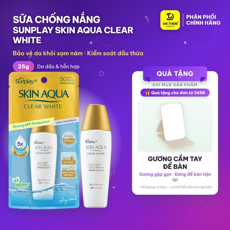 Sữa Chống Nắng Sunplay Skin Aqua Clear White SPF50+ PA++++ Dưỡng Sáng Kiềm Dầu 25g - Dr Thêm