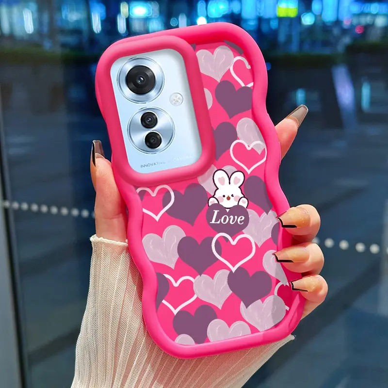Casing Hp Untuk OPPO Reno 11F 5G Case Pola kelinci cinta Cesing Kasing baru Casing HP lensa kamera Kesing silikon Gelombang Softcase