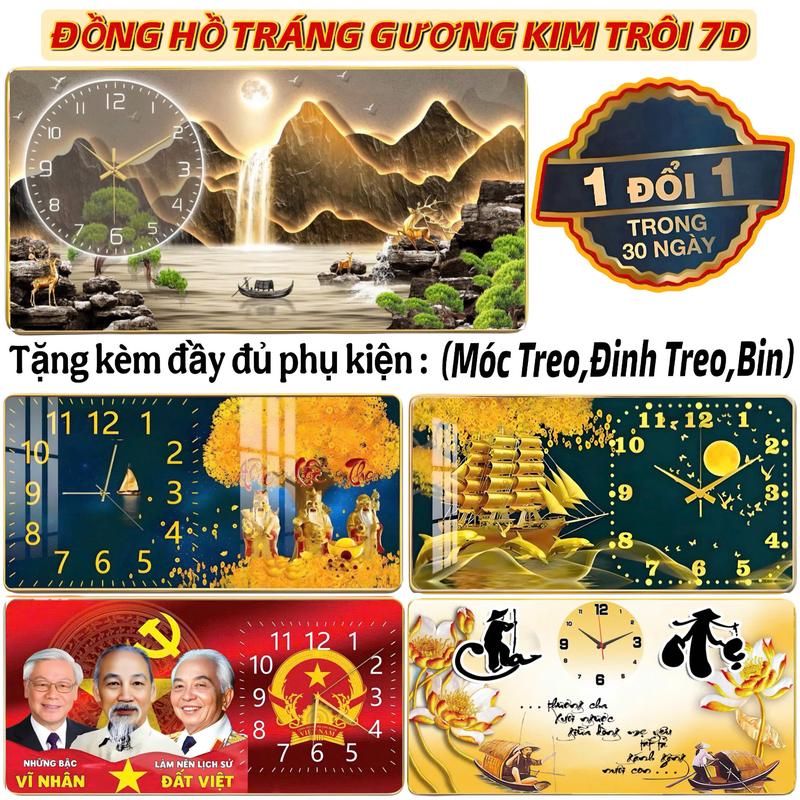   99+ Mẫu HOT 2025  Đồng Hồ Tráng Gương 7D Cao Cấp,in UV,Sử dụng Đồng Hồ Kim Trôi,Decor phòng khách,Tặng bộ quà tặng chuyên dụng để treo tranh 