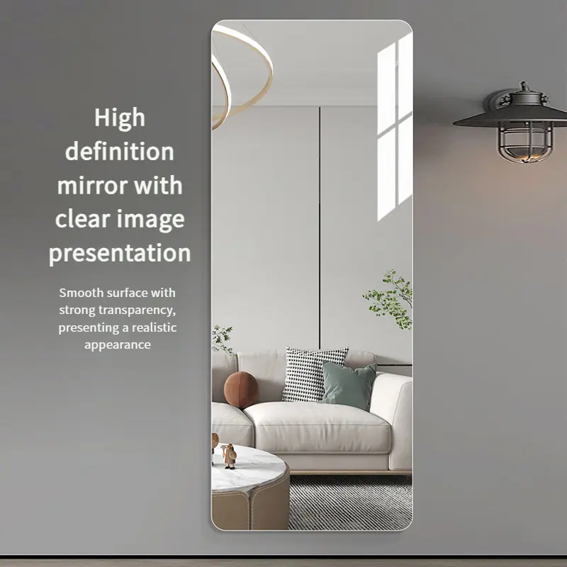 Acrylic soft mirror wall mounted self-adhesive full body mirror, door mounted dressing mirror, wall mounted hanging door, no need to drill holes, hidden wardrobe mirror