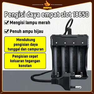 JEMPOL Pengisi Daya Baterai 18650 Litium Aman Dan Efisien, Pengisi Daya Otomatis Berhenti Saat Penuh Dilengkapi Dengan Colokan, Pengisi Daya Pengisian Cepat Baterai 18650