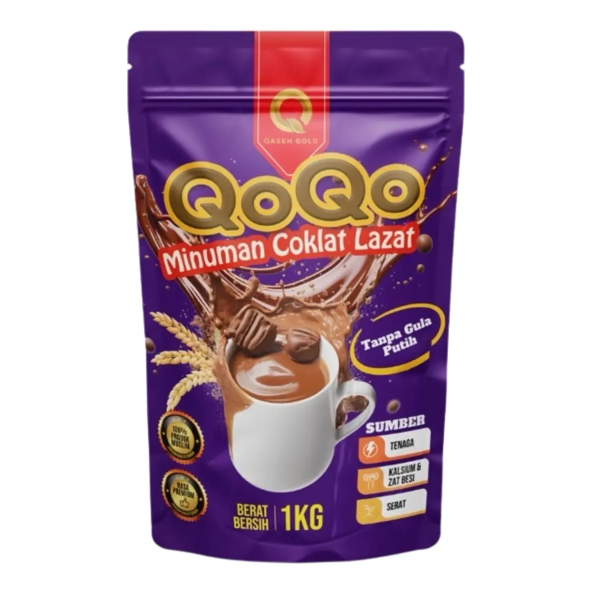 1kg QOQO QASEH CHOCOLATE DRINK POWDER (Hot/Cold Beverage) No White Sugar