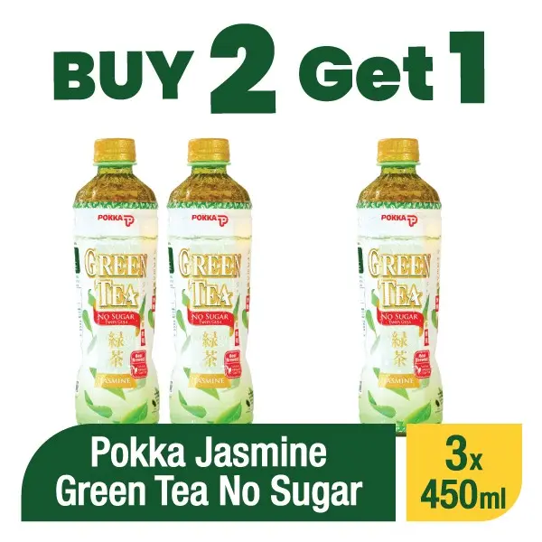 Buy 2 get 1 - Pokka Jasmine Green Tea No Sugar 450 ml
