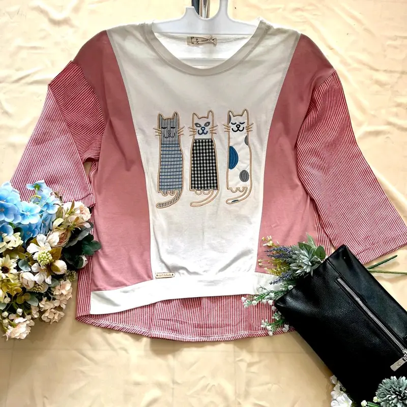 Kaos Oblong Baju Wanita Oversize Cewek Top - Atasan Cat Remaja Dewasa - Polos, Panjang, Katun 0